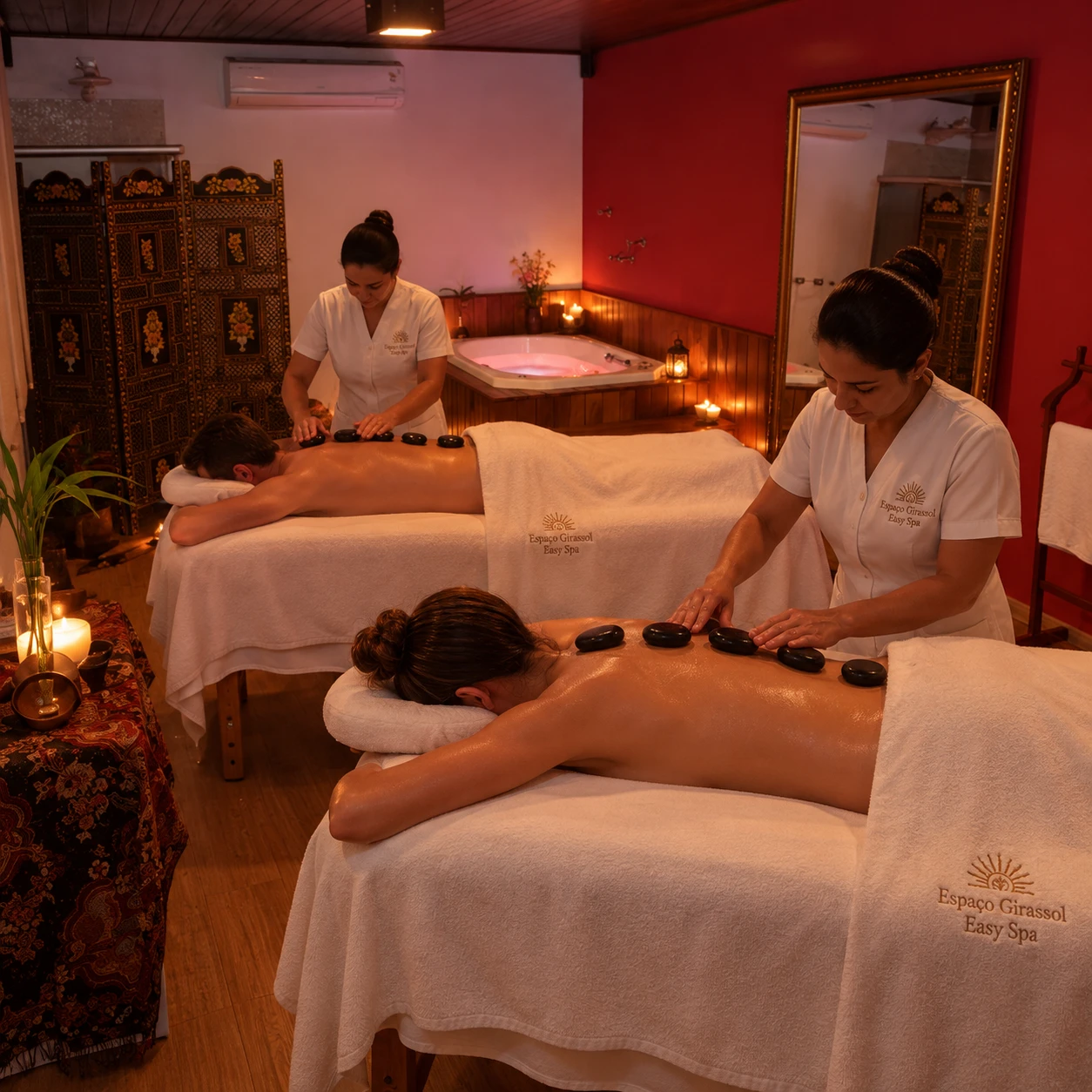 Massagem Relaxante com Cortesia de Pedras Quentes – 1 hora para casal